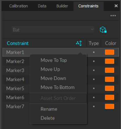 Marker labels in Constraints pane.