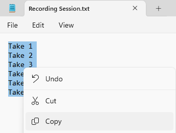 Copying a list of Take names from a Text File.