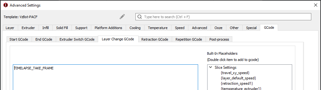 IdeaMaker timelapse gcode