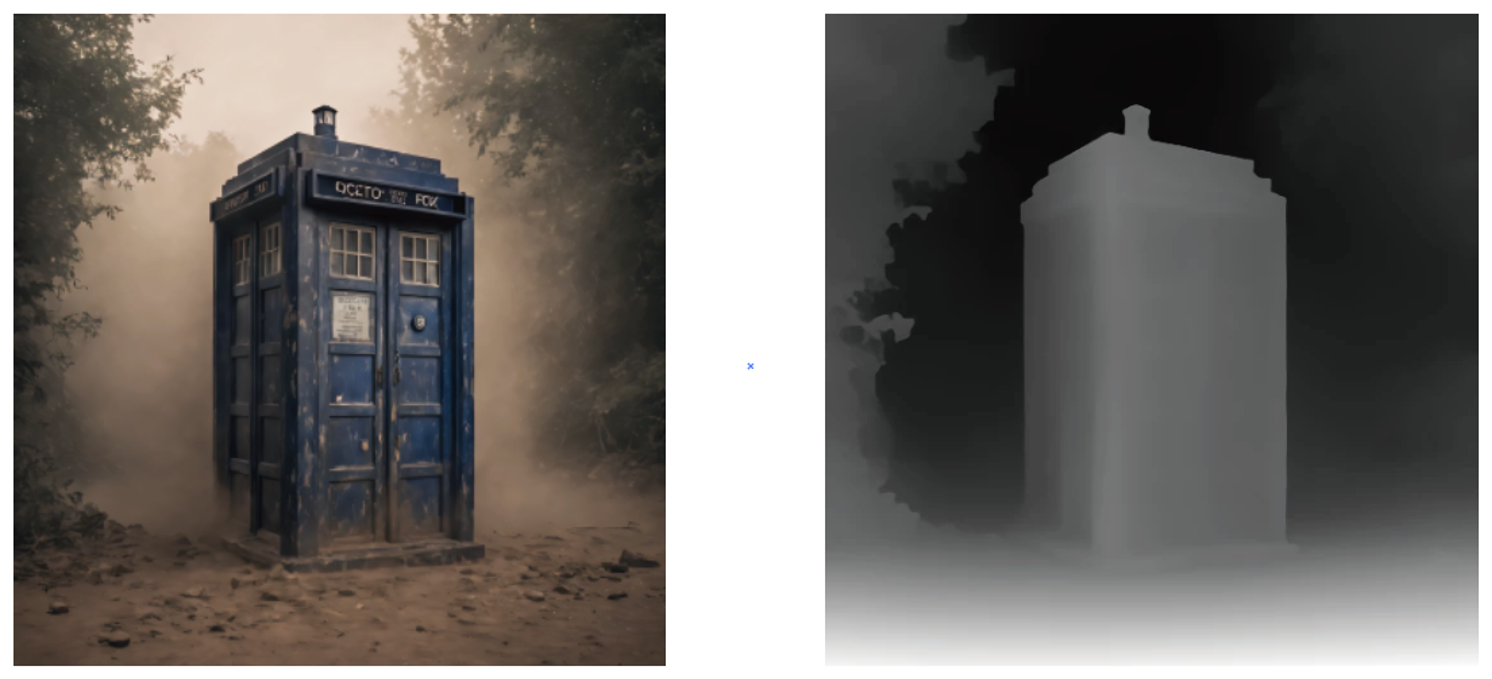 Comparison of the original image and the image processed with Depth