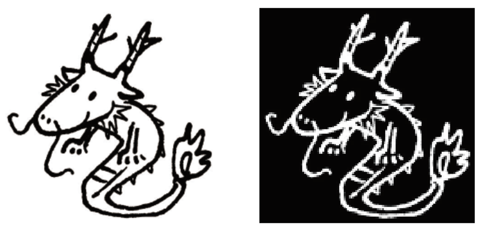 Before and after comparison of using the Canny model to process a sketch image