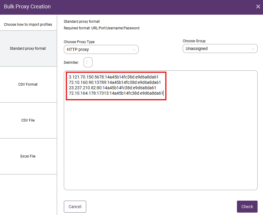 Standard format screenshot