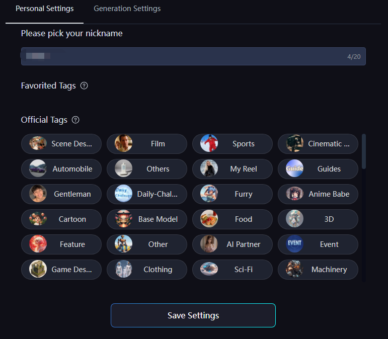 Personal Settings