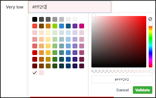 Écran de personnalisation des couleurs de priorité des préférences utilisateur