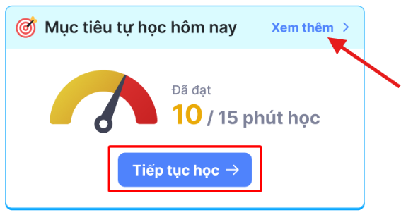 Hình 4-23: Đối với học sinh đã tạo mục tiêu và đang học