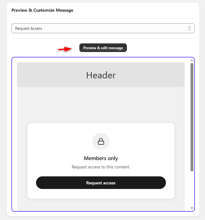Preview & Customize Message panel with the Preview & edit message button