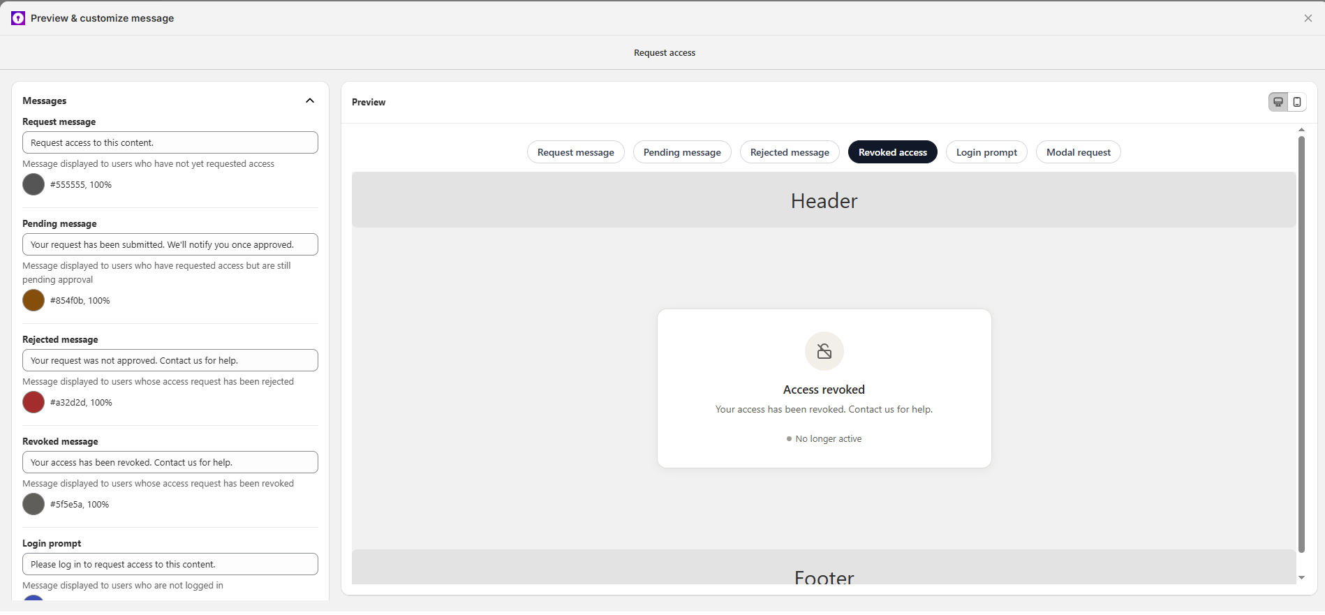 Revoked message preview — Access revoked