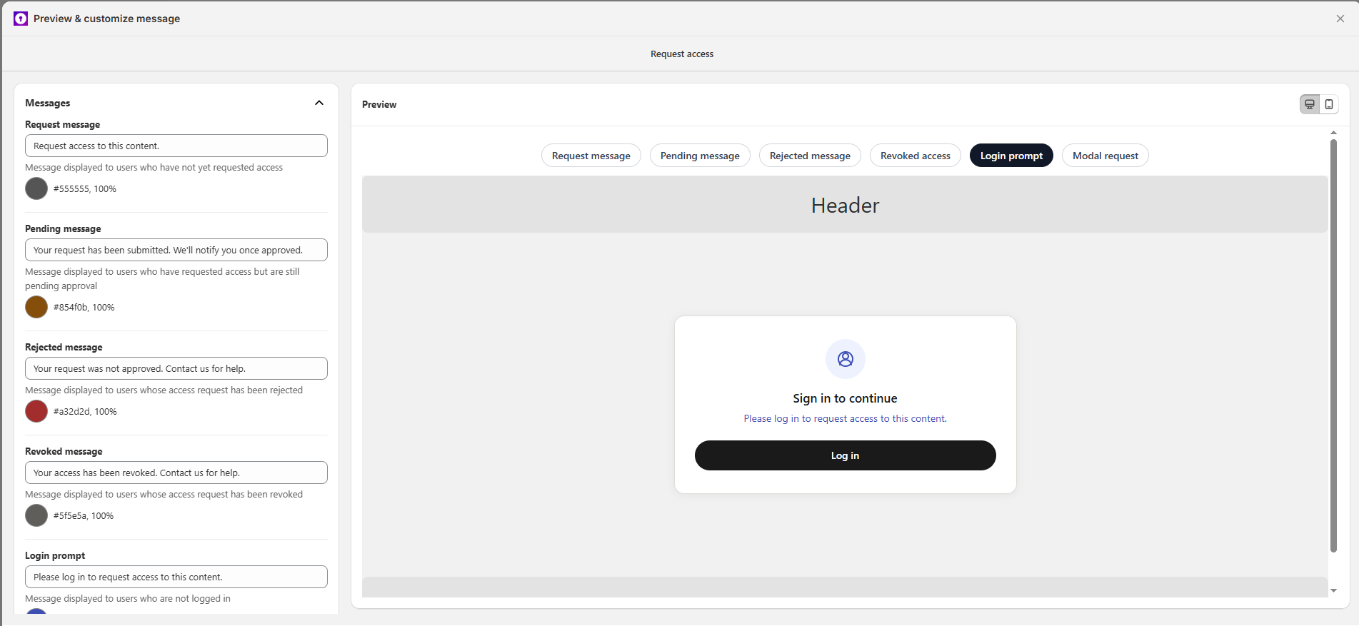 Login prompt preview — Sign in to continue