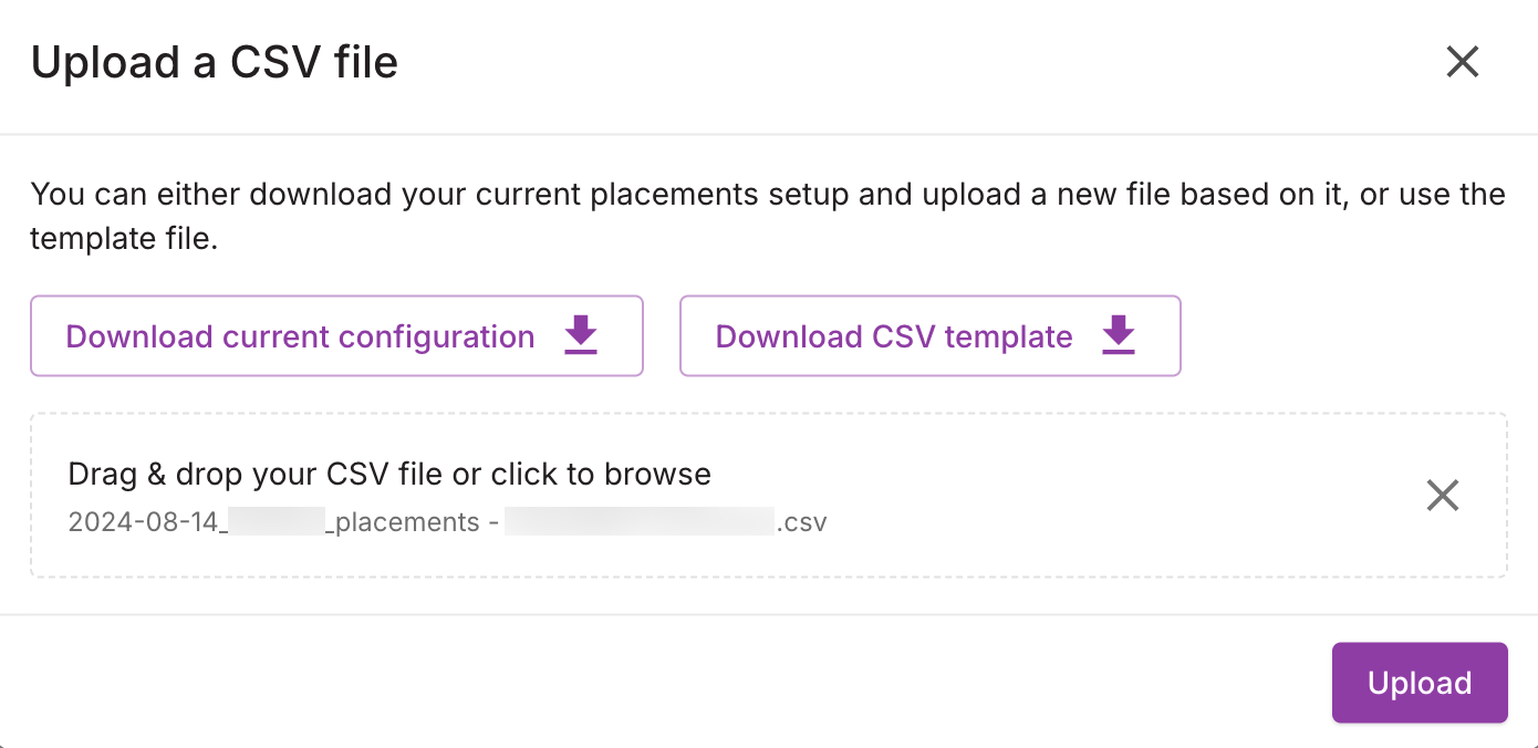 Active CSV Upload Button