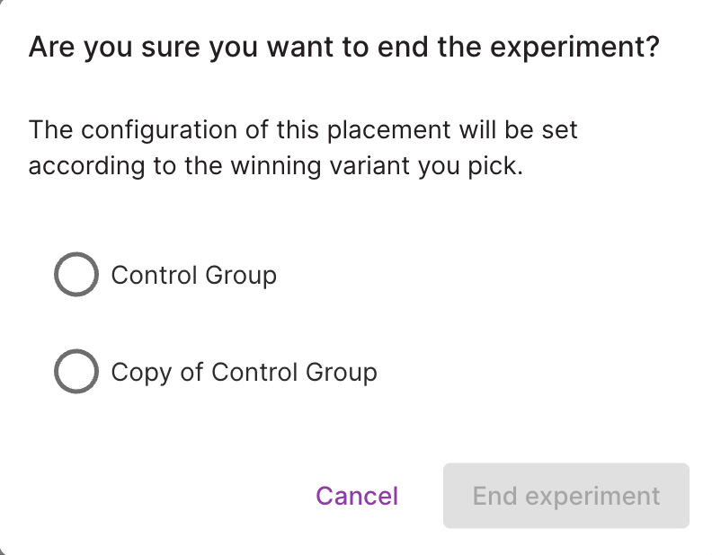 End Experiment Confirmation