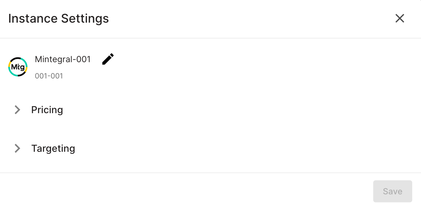 Instance Settings window
