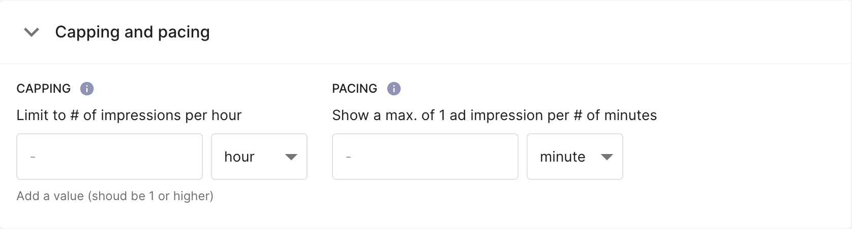 Capping and Pacing Settings