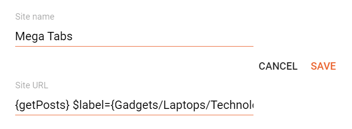 Mega tabs