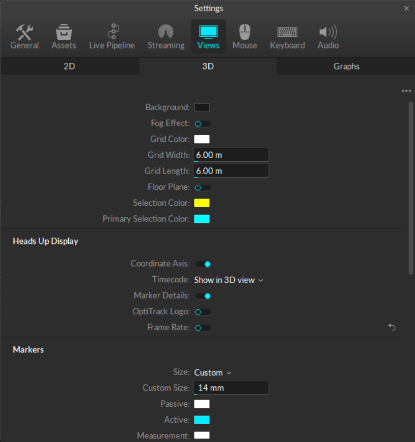 3D view settings from the Application Settings panel.