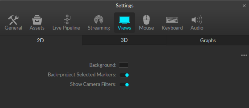 2D view settings from the Application Settings panel.