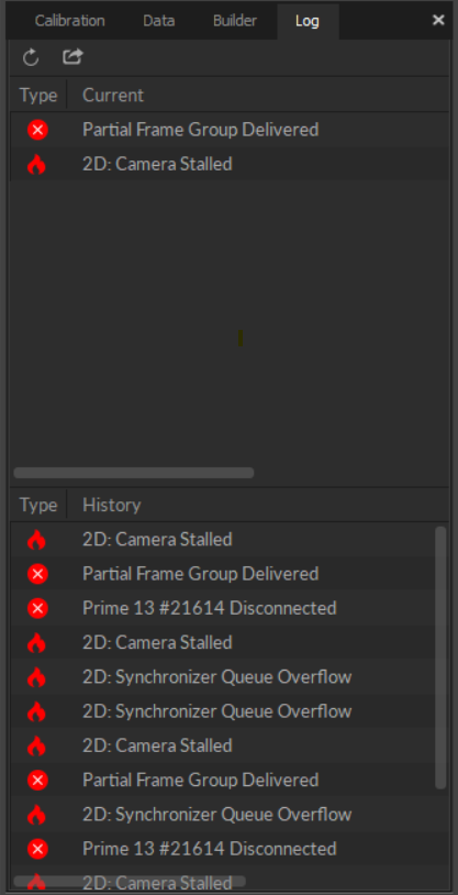 Status messages indicating a disconnected camera.