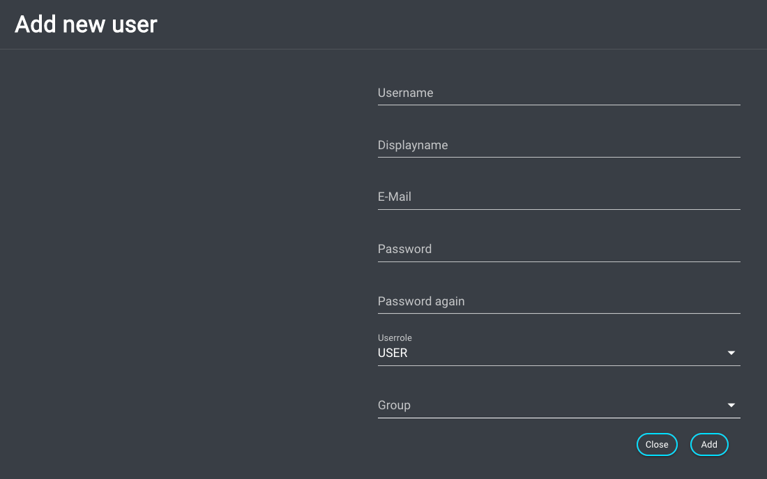 Add New Users Dialog