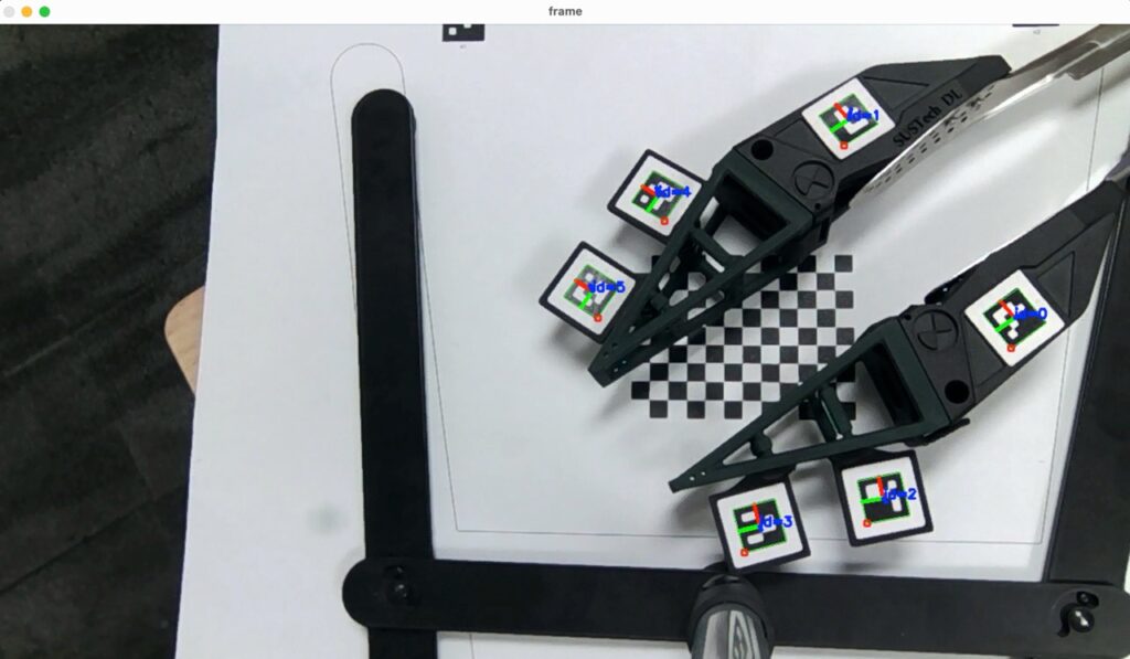 ArUco markers detected on a gripper