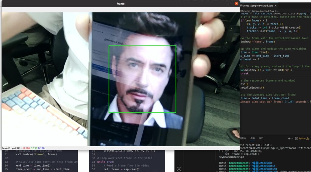 Face-tracking example for Method 2