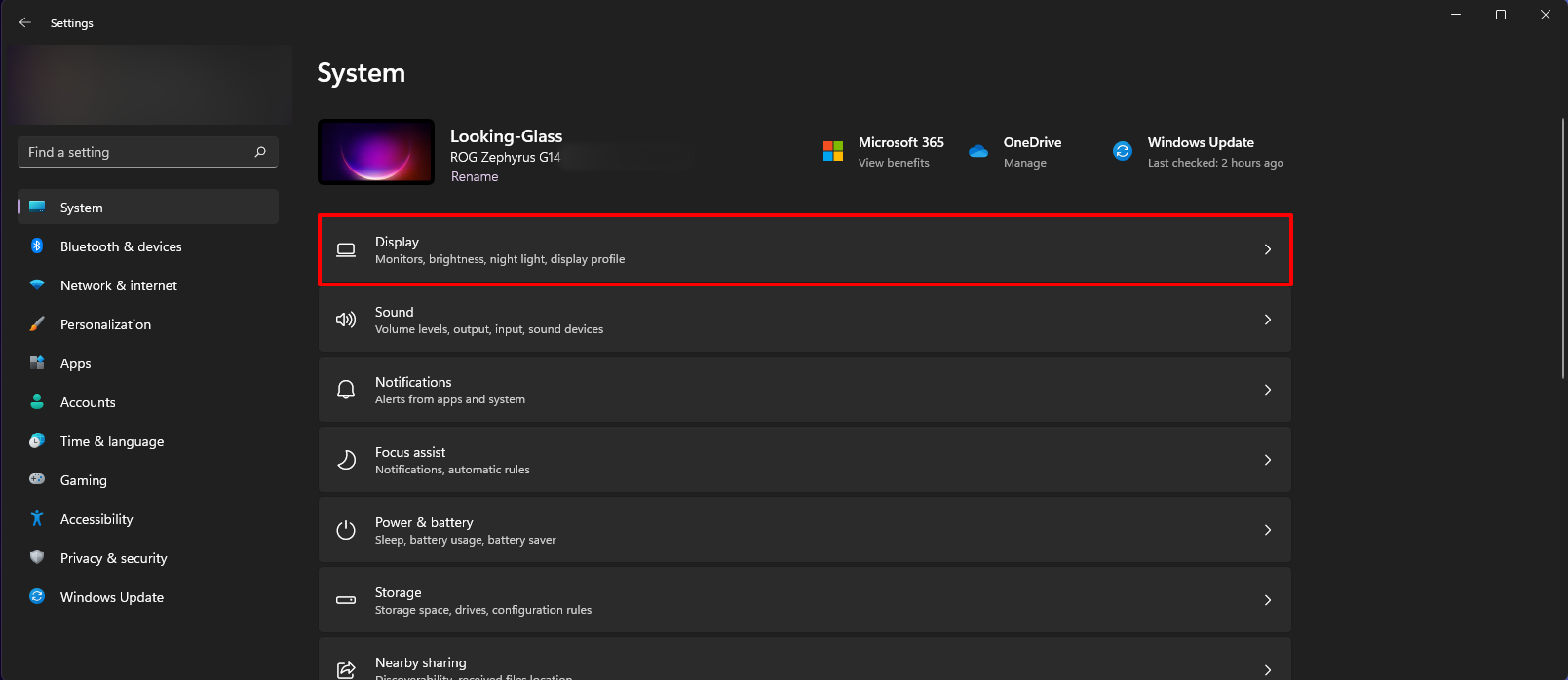 A screenshot showing the windows 11 settings menu. 