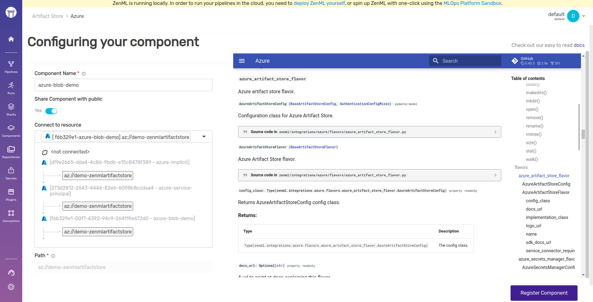 Azure Blob Storage ZenML Documentation