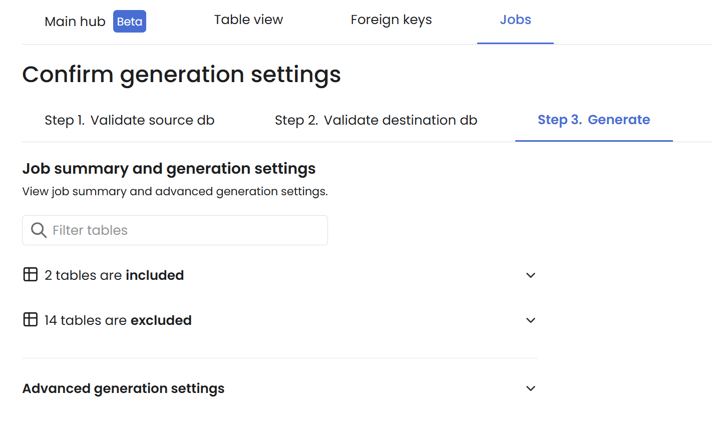 Generate button enabled after successful destination validation