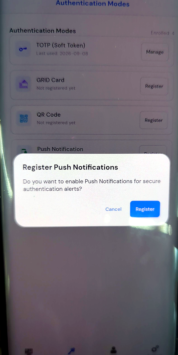 Confirming registration.