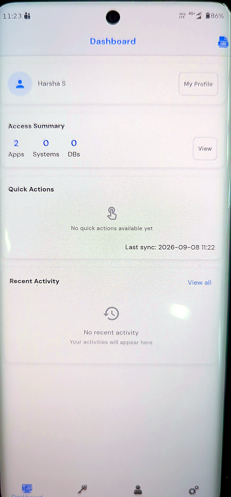 The app dashboard.