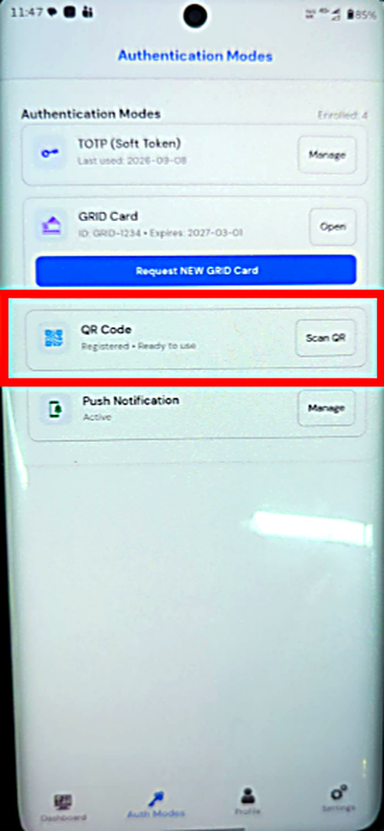 QR Code registered.