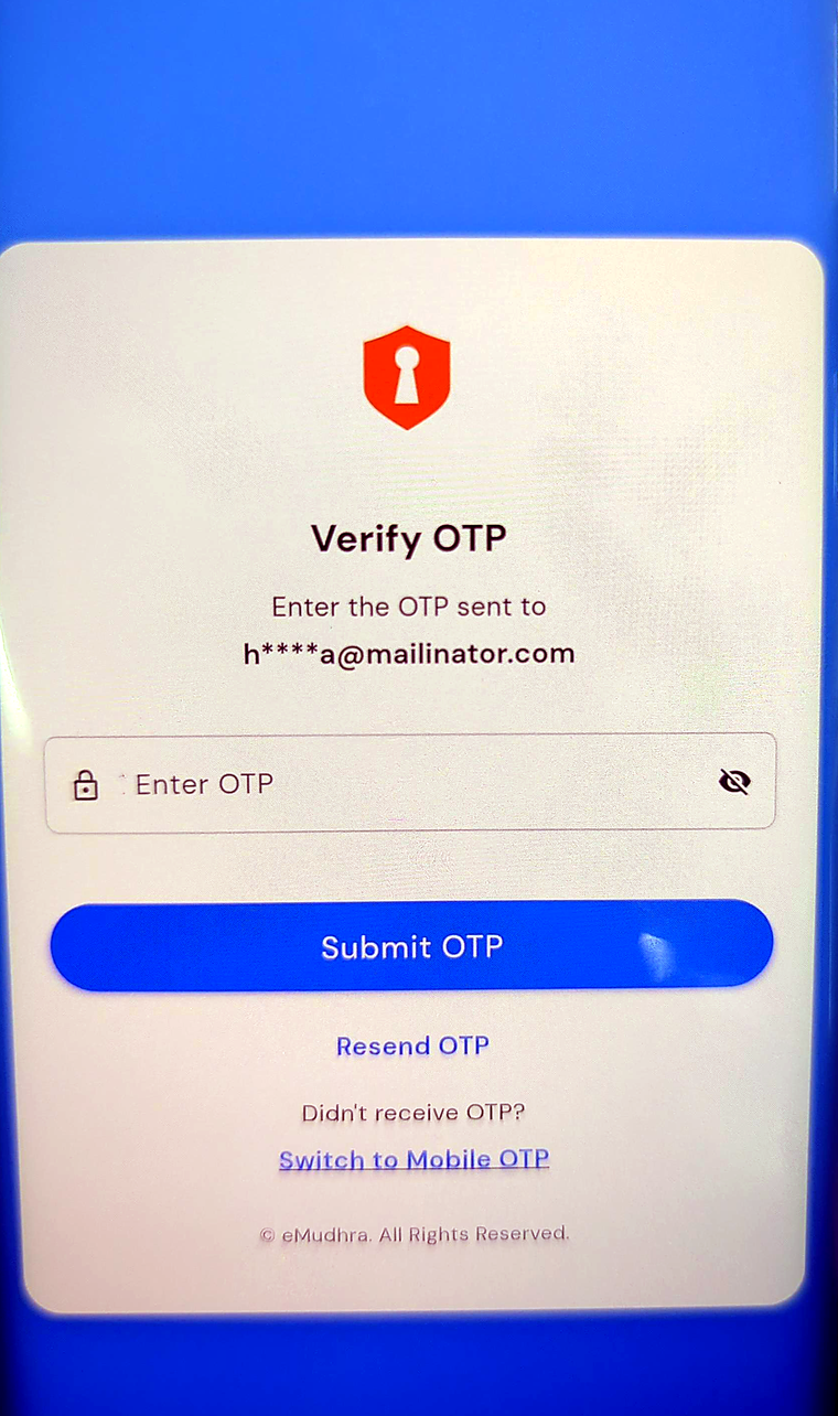 The Verify OTP screen.