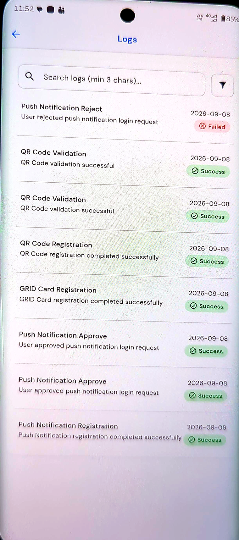 The activity log.