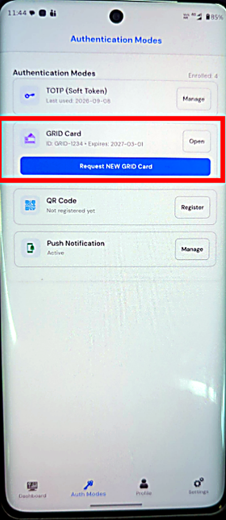 GRID Card registered.