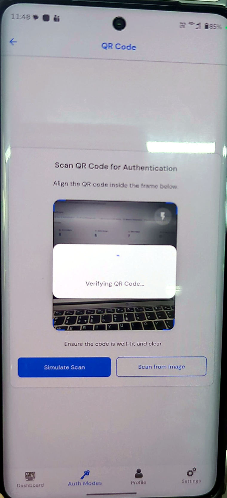 Scanning the code.