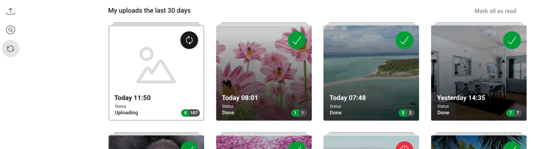 One uploading is ongoing.