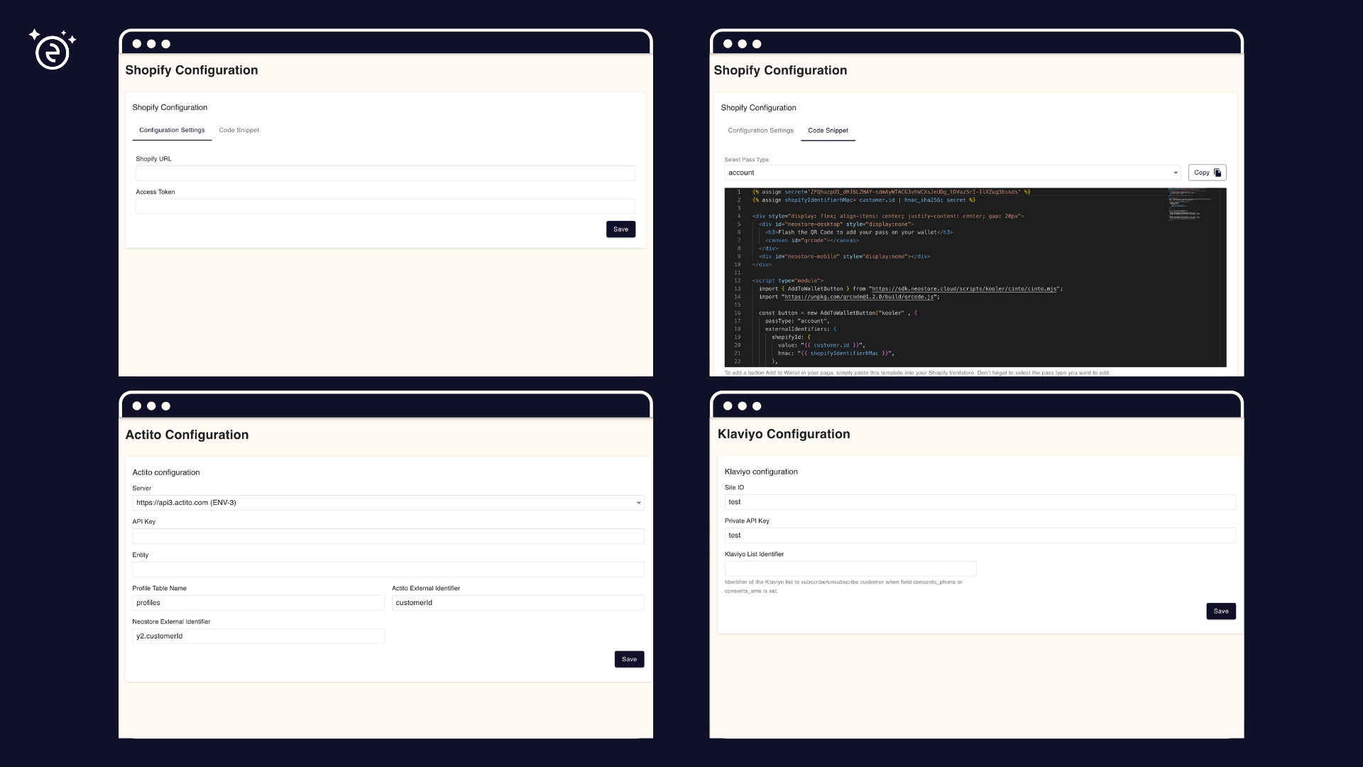 Shopify configuration UI improvements