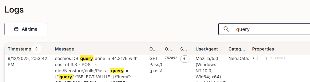 Review logs page - date filter and persistent search terms