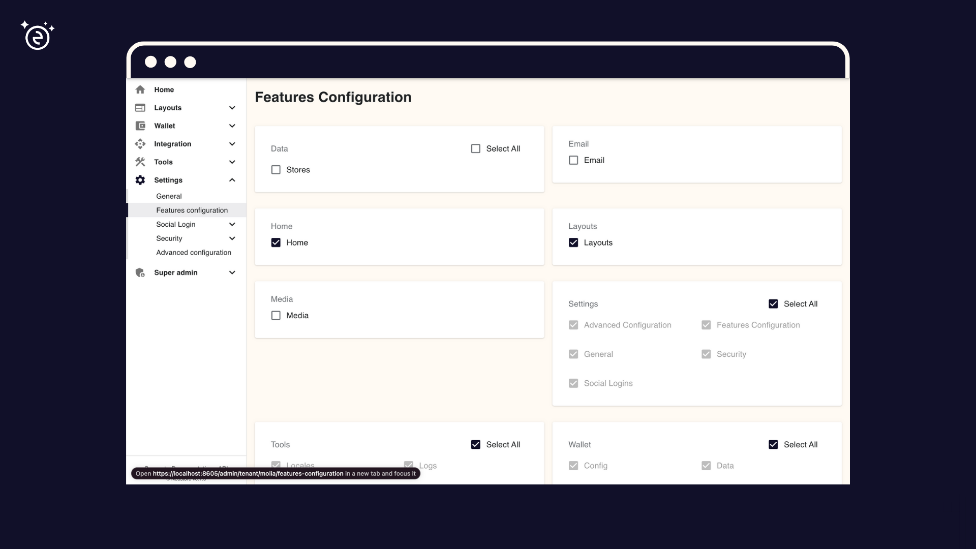 Tenant features management