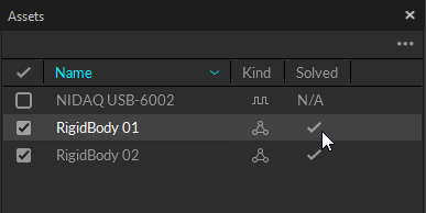 Solved assets in the Assets pane. 