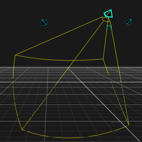 Selected camera with Show Field of View setting enabled. 