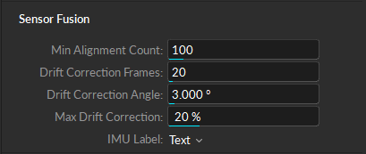 The Sensor Fusion properties for a Rigid Body, standard and advanced properties shown.