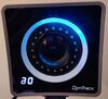 A PrimeX camera with the ringlight displaying the Cycle Cyan color. 