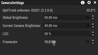 A screenshot of the Captury Live Camera Settings panel.