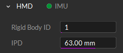 A screenshot from the OptiTrack OpenXR Plugin, showing the HMD successfully sensor-fused with the IMU.