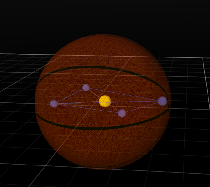 A OBJ file of a basketball attached to a Rigid Body asset.