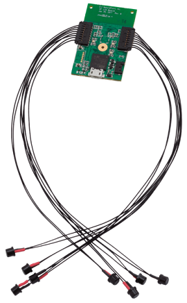 An Active Tag with 8 LEDs attached.
