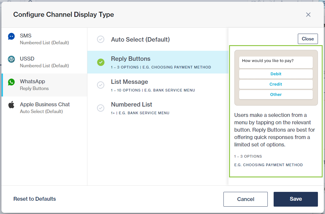 Configure channel display type - Chat Flow User Guide