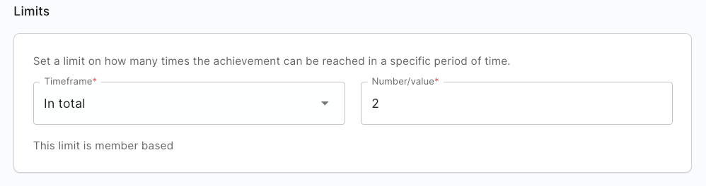 Achievement completion limit configuration