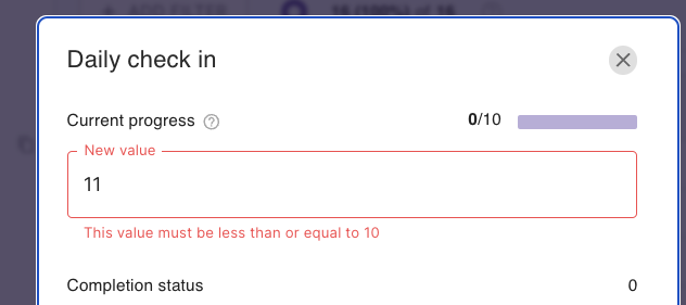 Achievement progress goal limit