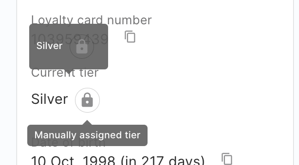 Manually assigned tier indicator