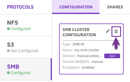 Delete the SMB cluster configuration